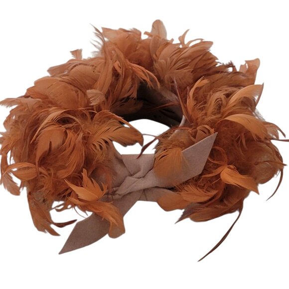 VTG 1950s Mae Callahan Feather Halo Hat Rust Orange Cocktail Hat w Original Box main image 12